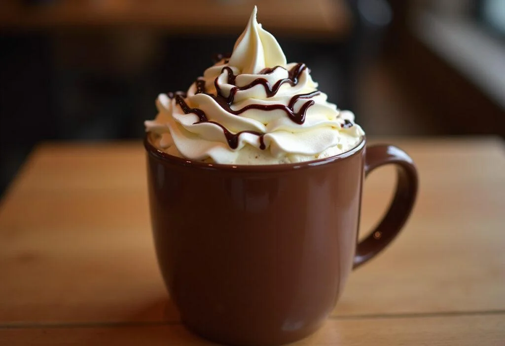 Delicious chocolate daim hot chocolate served in a mug, ready for enjoyment.