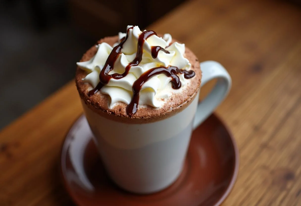 Delicious chocolate daim hot chocolate served in a mug, ready for enjoyment.