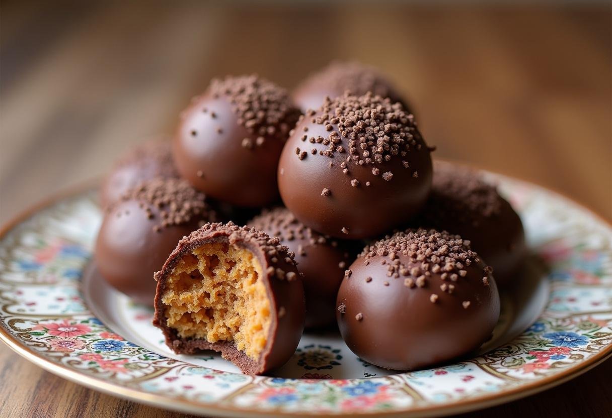 Finished chocolate de bolinha crocante, a delightful crispy chocolate treat.