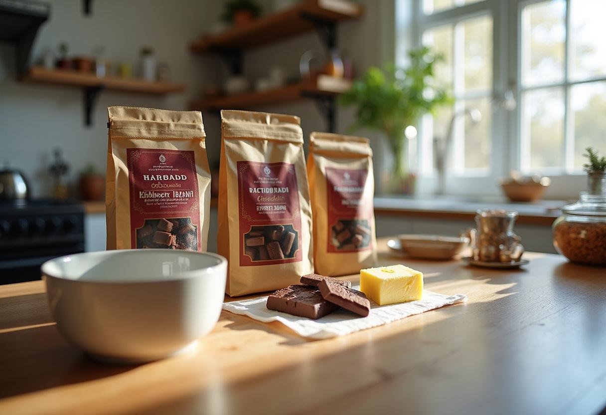 Ingredientes para fazer Cobertura Fracionada Harald, incluindo chocolate fracionado da Harald.