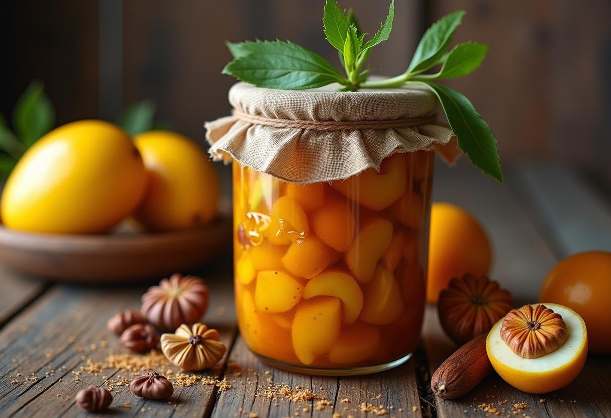 Finished conserva de ovo de codorna displayed in a jar, ready to enjoy.