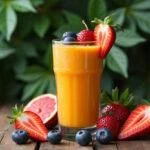 Smoothie de guarana em uma taça, uma bebida estimulante e saudável.