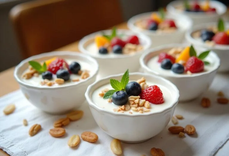 Delicious Iogurte Molico zero gordura served with fruity toppings for a refreshing treat.