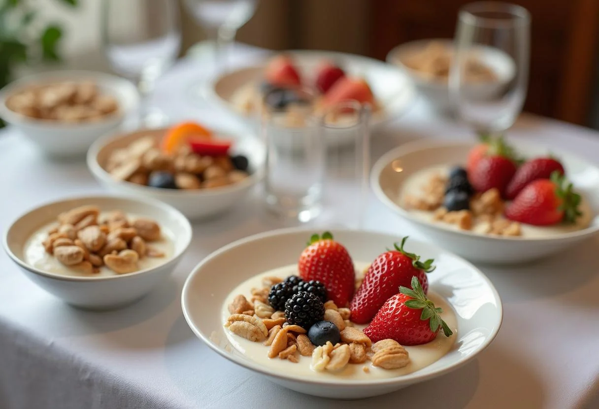 Delicious Iogurte Molico zero gordura served with fruity toppings for a refreshing treat.