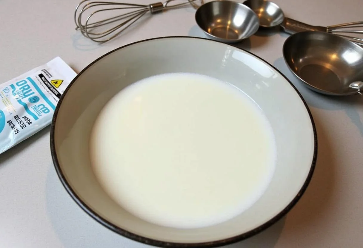 Preparação de iogurte com whey utilizando leite lactose-free e cultura de iogurte.