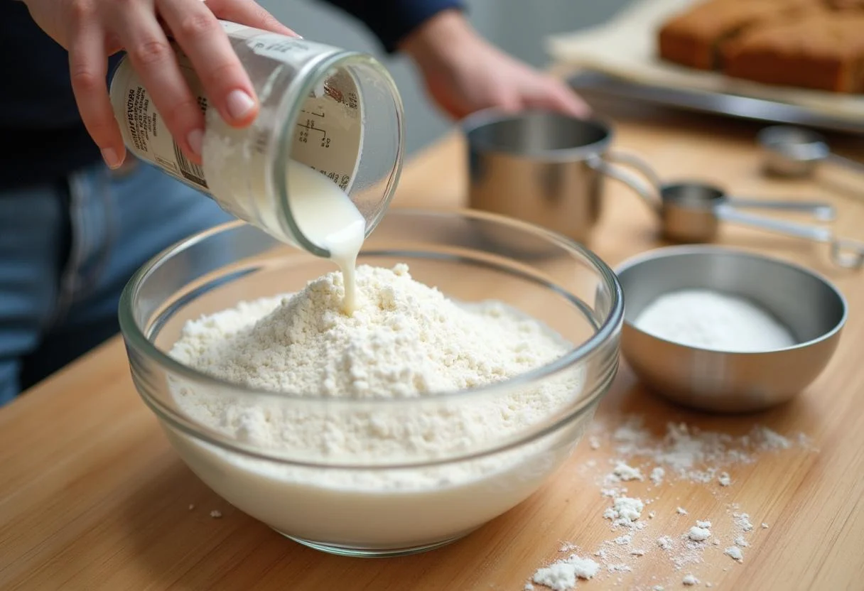 Preparação de ingredientes junto ao leite Natville integral pasteurizado para uma receita deliciosa.