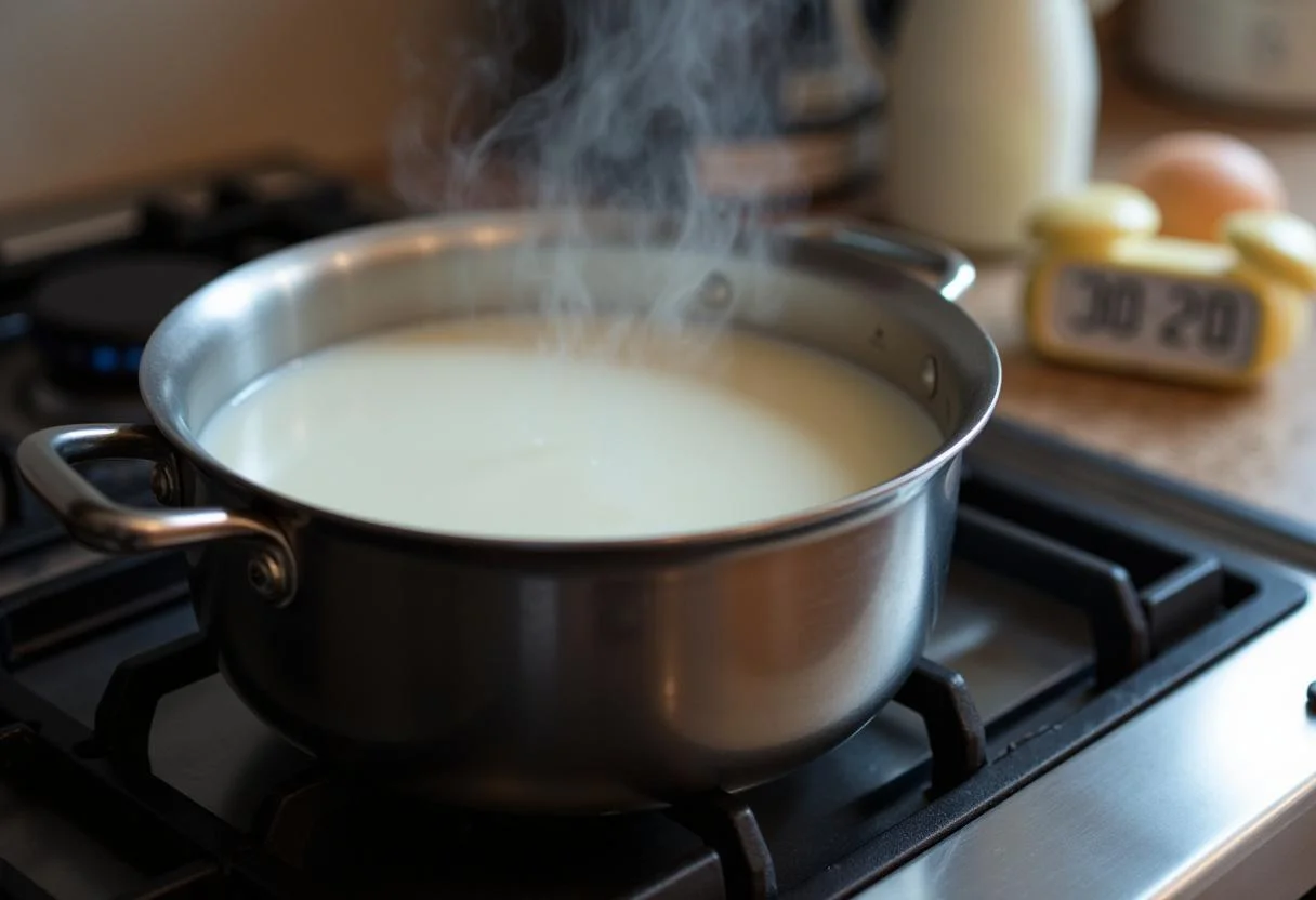 Leite sendo aquecido antes da pasteurização, uma etapa importante para o que leite pasteurizado é.