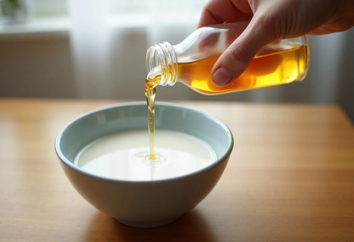 Adição de extrato natural ao leite de colônia para limpeza facial.