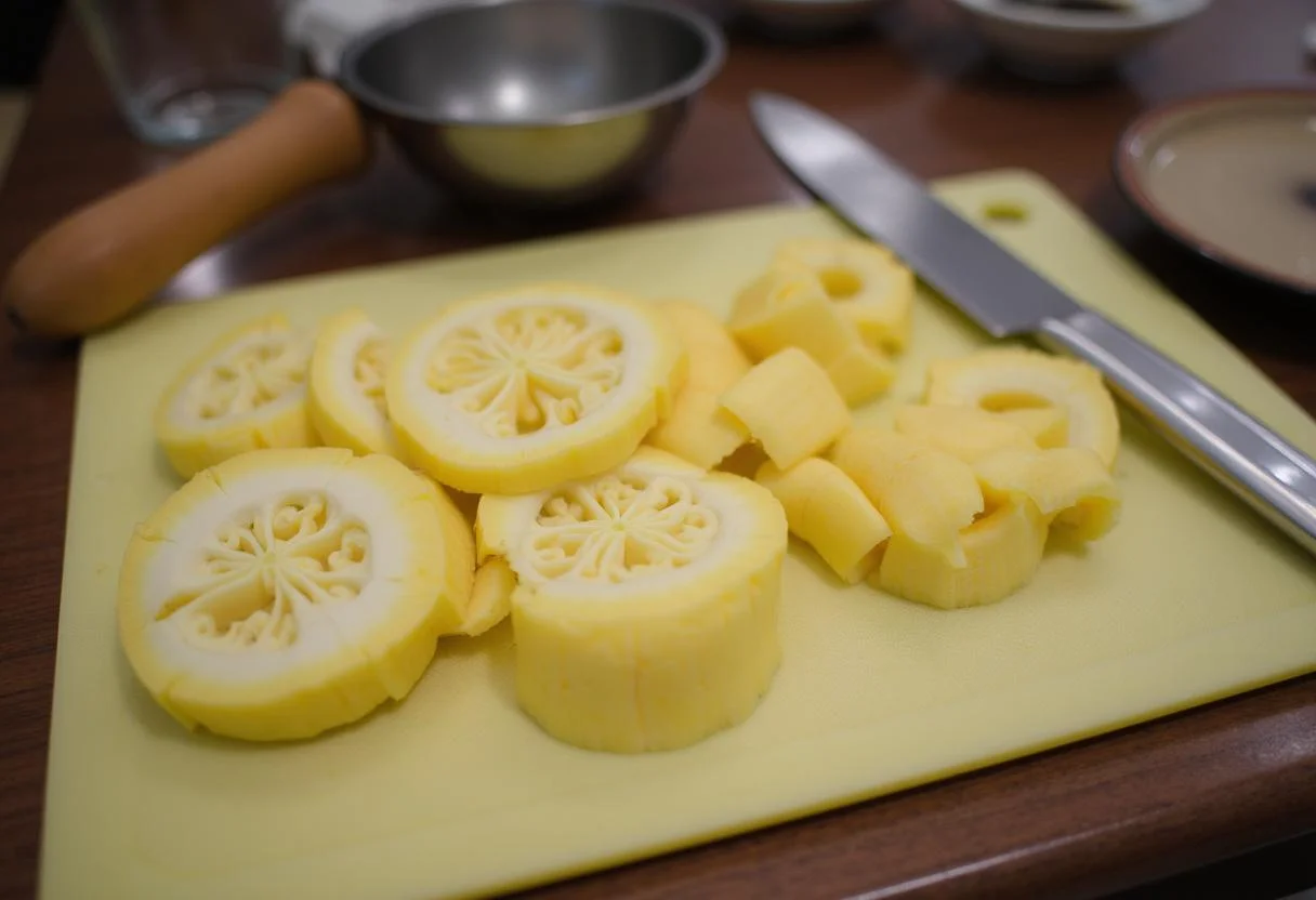 Peeled and cut mandioca ready for soaking for plantio de mandioca.