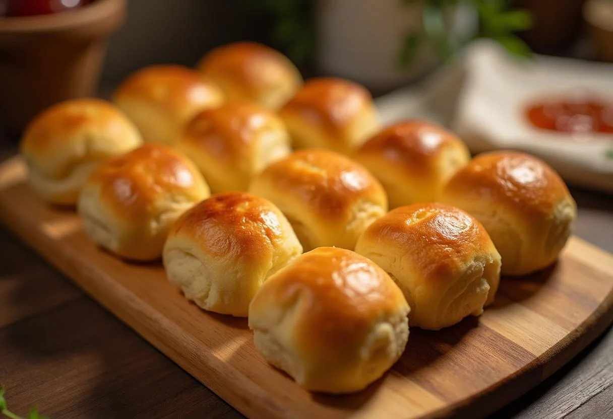 Mini pao frances fresh out of the oven, perfect for appetizers at a party.