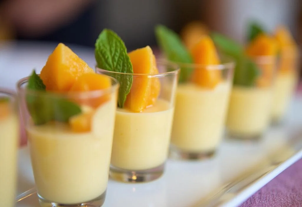 Finished Trento de Maracuja mousse cups ready for serving.