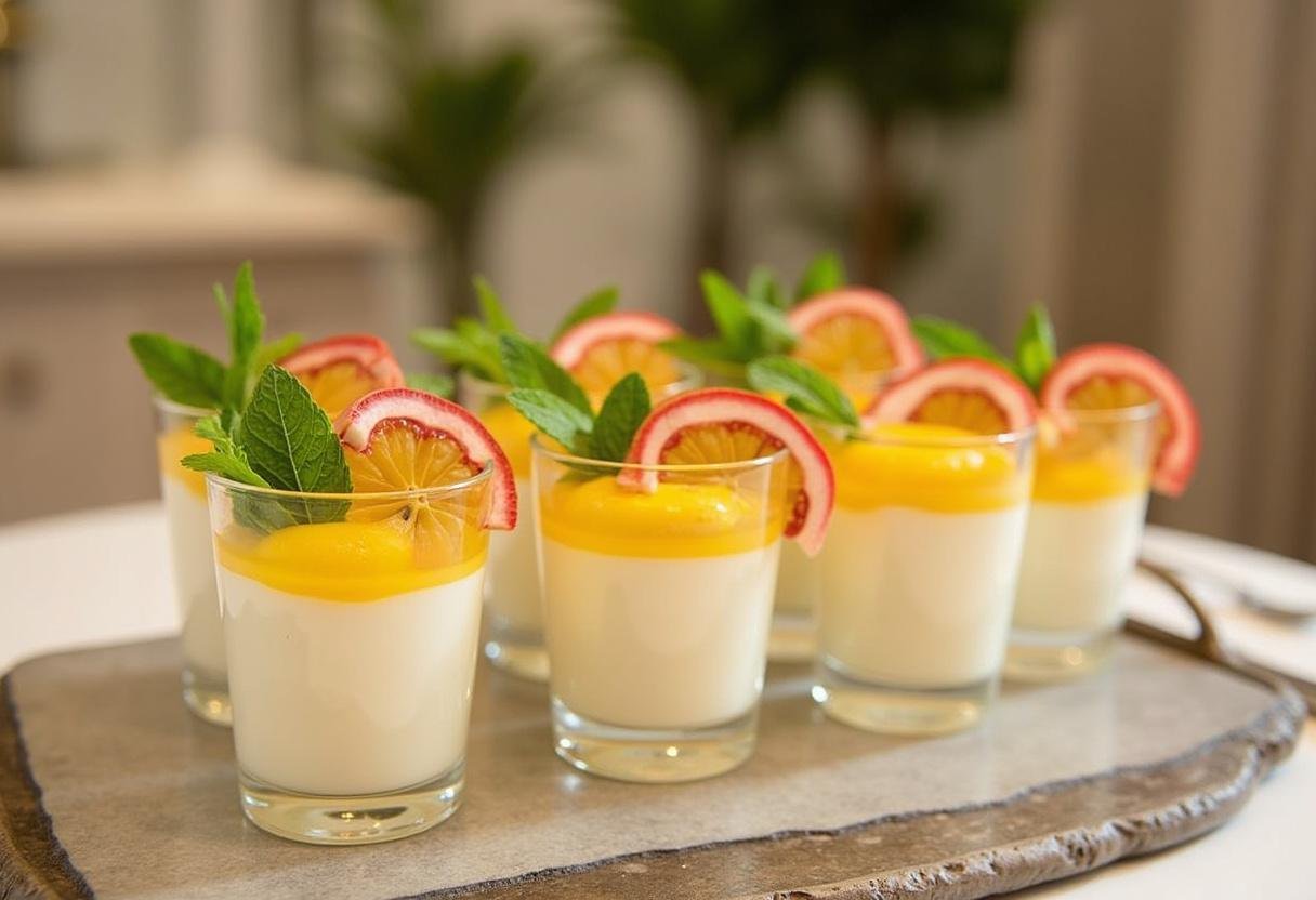 Taças finalizadas de mousse Trento de Maracujá prontas para servir.