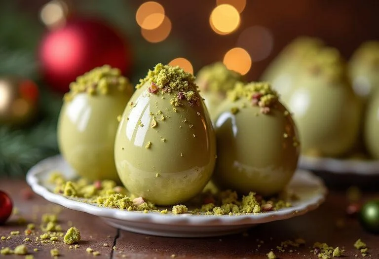 Finished ovo de páscoa pistache, perfect for Easter celebrations, with chocolate pistache exterior.