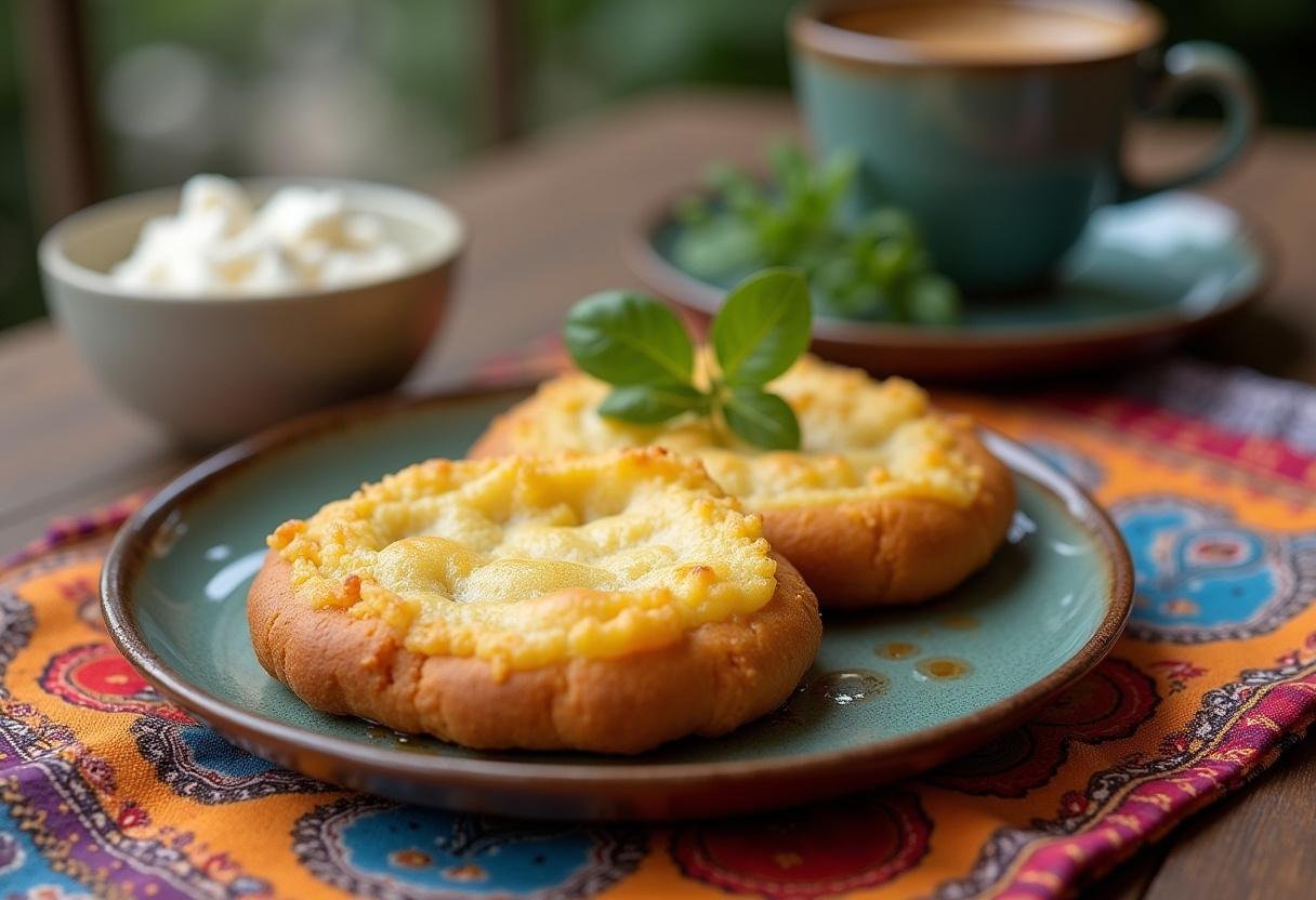 Pão com queijo quente perfeitamente apresentado, ideal para uma refeição com calorias de um pão com queijo.