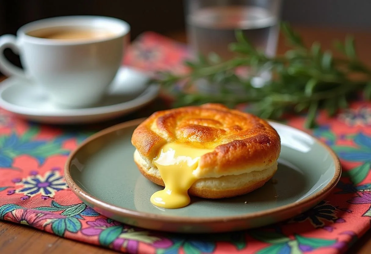 Pão com queijo quente perfeitamente apresentado, ideal para uma refeição com calorias de um pão com queijo.