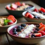 Delicious polpa de acai served in colorful bowls, perfect for a refreshing dessert.