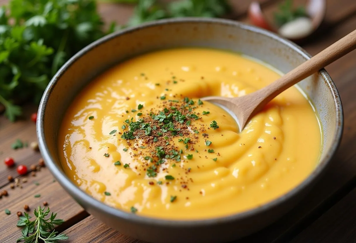 Mistura de queijo estepe com roux, formando uma base cremosa e saborosa.