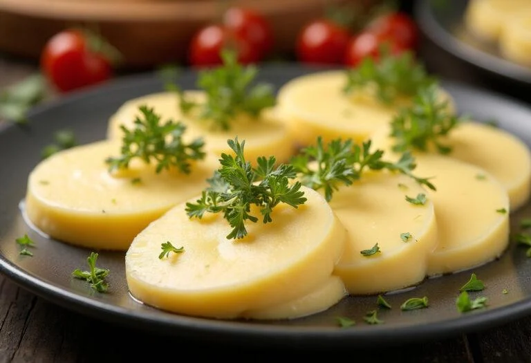 Sliced queijo meia cura served fresh, ideal for enjoying and sharing.