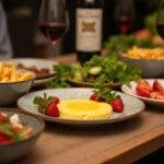 Inviting table setting featuring Queijo Raclette Derretido, perfect for a cozy gathering.