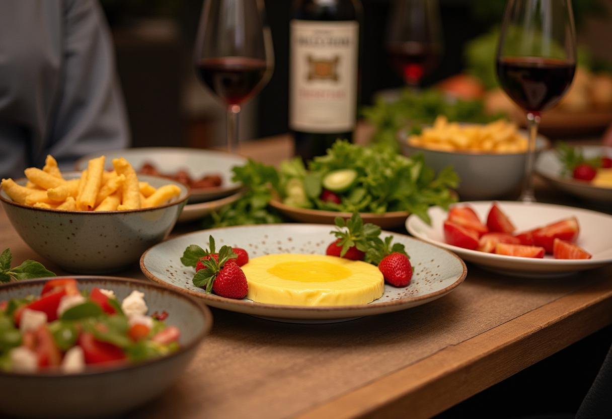 Inviting table setting featuring Queijo Raclette Derretido, perfect for a cozy gathering.