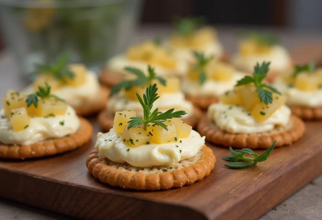 Deliciously served requeijão light caseiro on whole grain crackers, a nutritious snack choice.