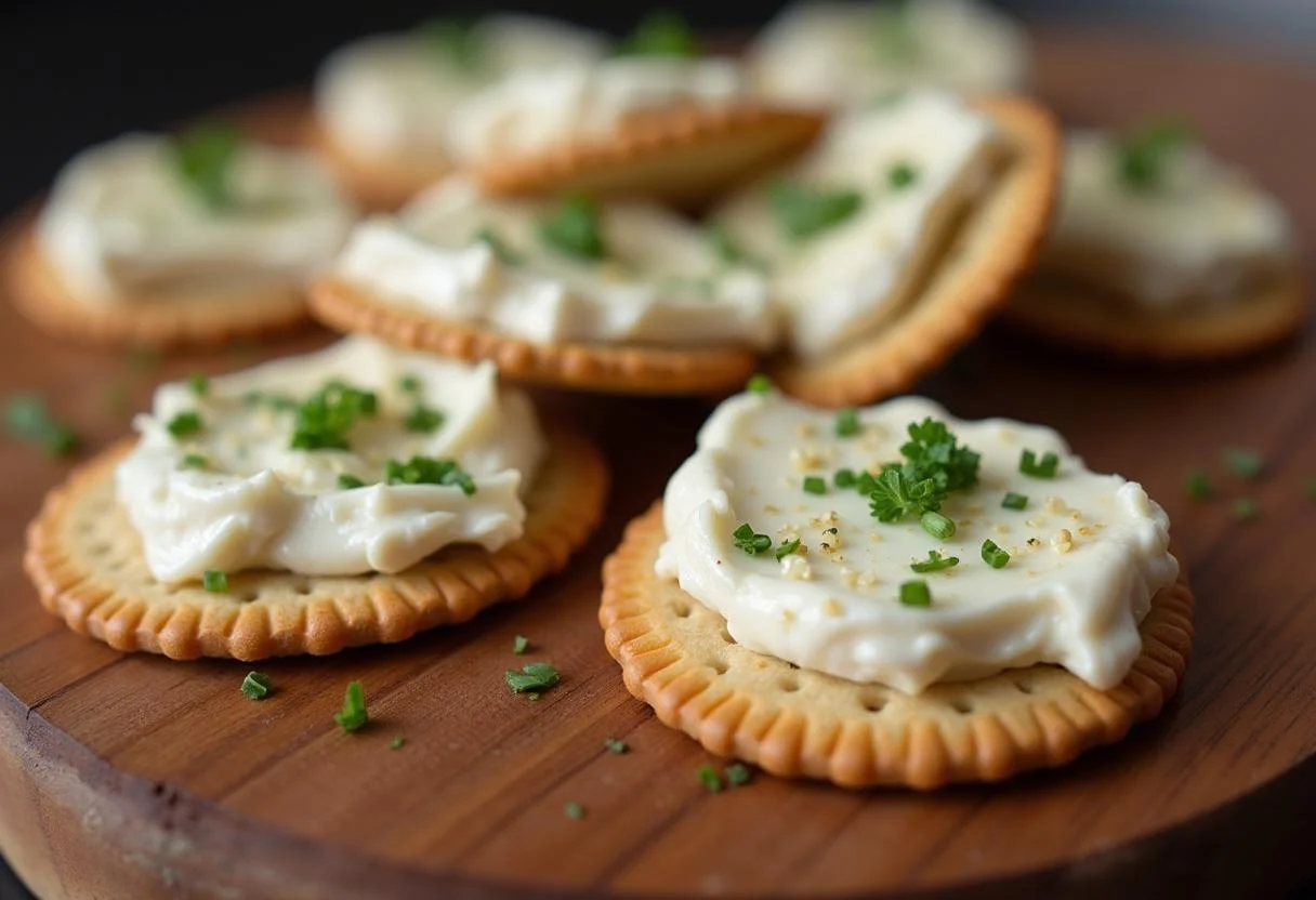 Deliciously served requeijão light caseiro on whole grain crackers, a nutritious snack choice.
