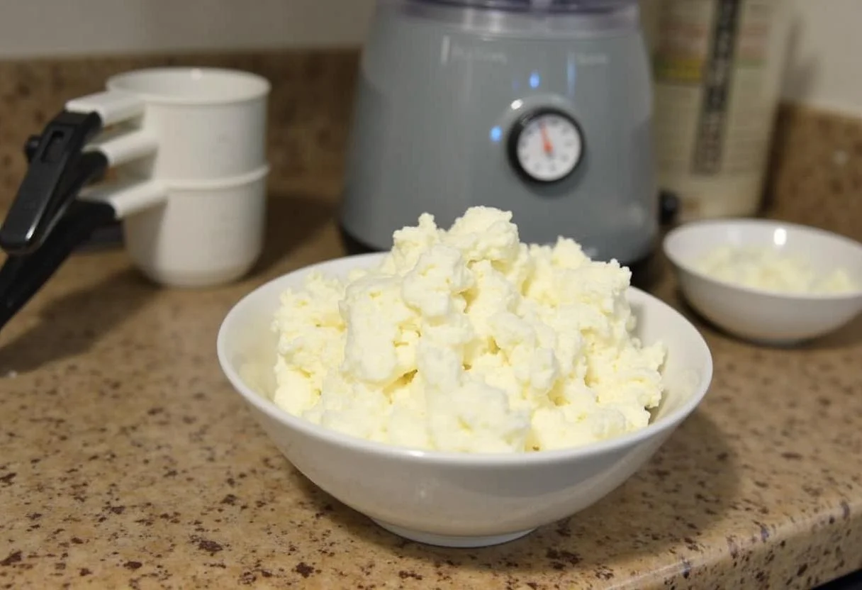 Cottage cheese prepared for making requeijão light caseiro, ideal for a light diet.