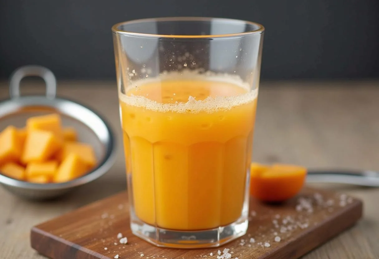 Suco da fruta natural fresco e batido, pronto para ser servido.
