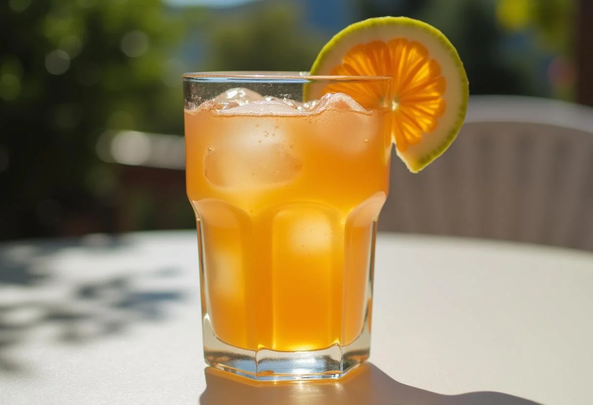 Refreshing glass of Maguari suco concentrado, perfect for enjoying on a warm day.