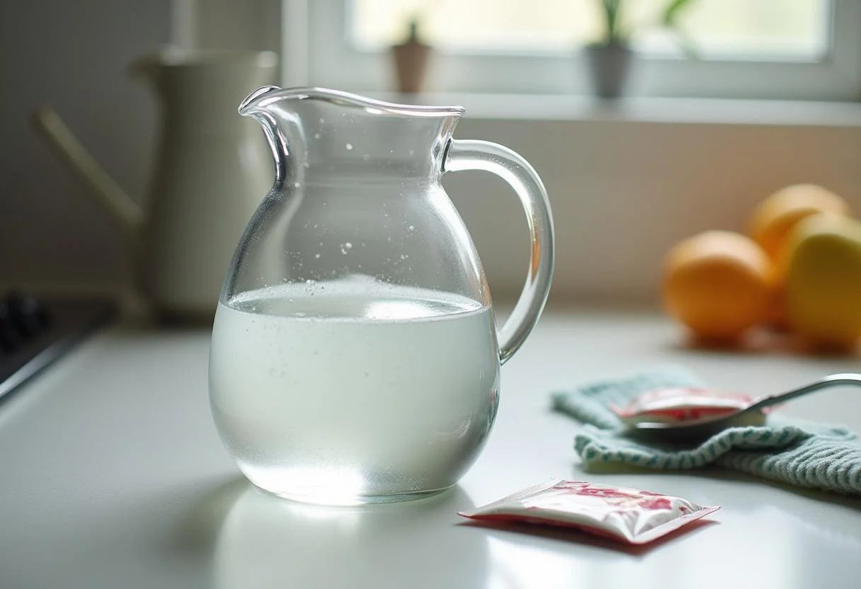 Preparando Suco Mid em pó com água para refresco econômico.
