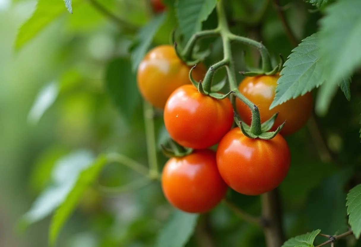 Tomates rasteiros prontos para a colheita, ideais para a preparação de molho industrial.