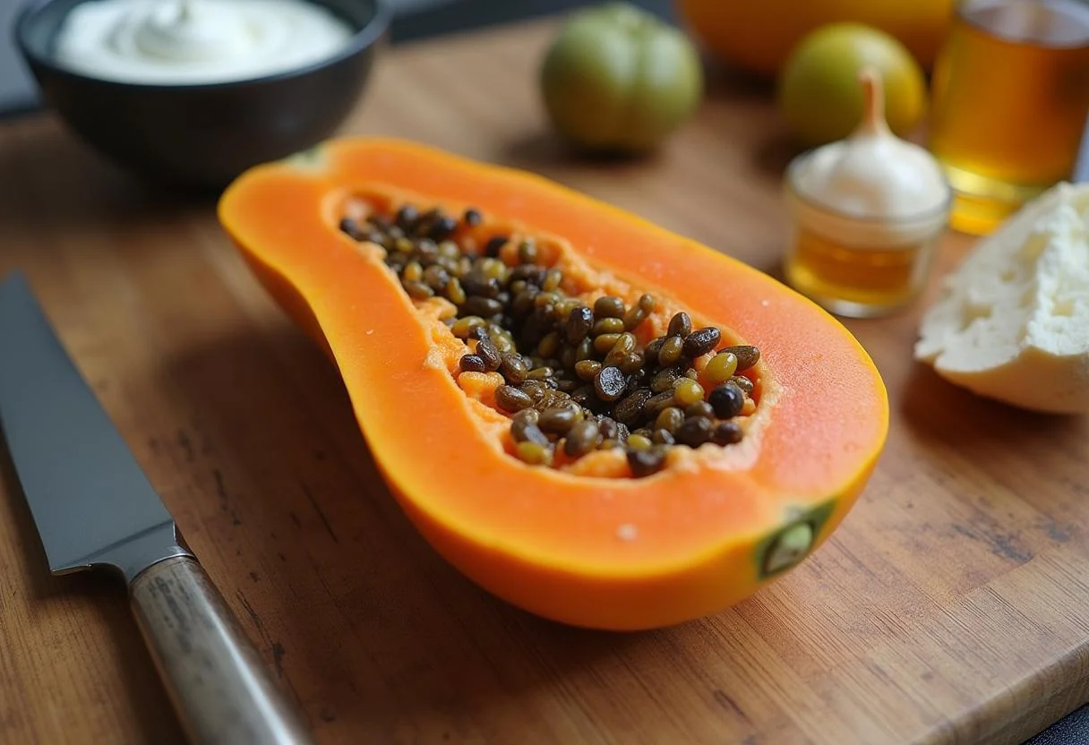Mamão formosa fresco pronto para fazer vitamina de mamão formosa.