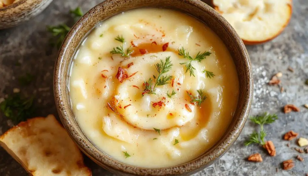 Uma tigela branca de cerâmica contendo arroz doce cremoso à portuguesa, decorada com canela em pó e uma rodela de casca de limão na borda, ao lado de uma colher de sobremesa dourada, tudo em uma mesa de madeira clara, com um fundo desfocado que destaca a textura sedosa e o brilho do arroz.