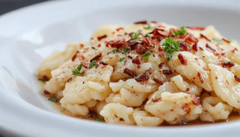 Prato de arroz com cenoura ralado, soltinho e bem distribuído, apresentado em um prato branco com uma textura macia, decorado com um pouco de cebolinha verde, enfatizando a cor alaranjada vibrante da cenoura e a textura fofa do arroz