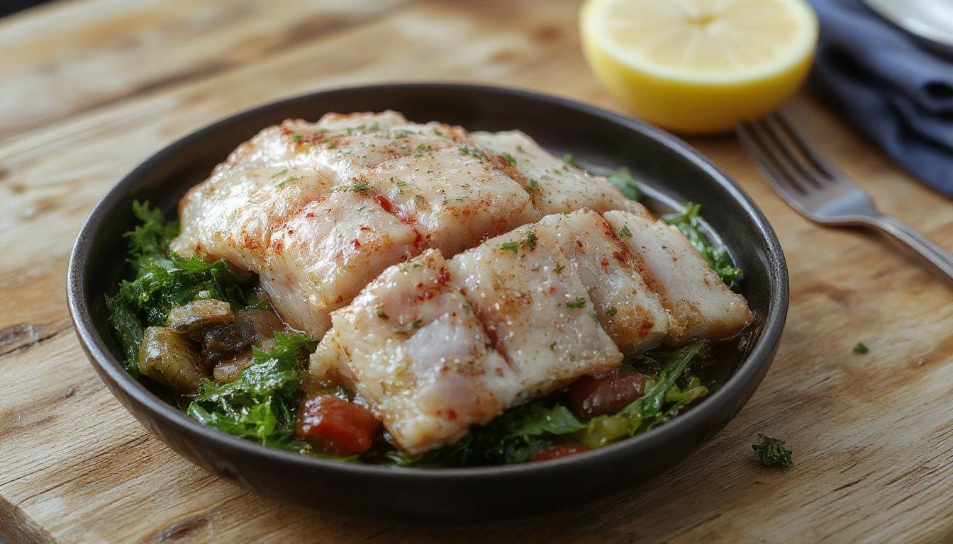 Uma travessa de bacalhau à Senhor Prior, com pedaços dourados e crocantes de bacalhau frito contornados por rodelas de batata e salsa fresca, apresentado em uma mesa de madeira com elementos tradicionais portugueses ao fundo, luz natural destacando as texturas e cores vibrantes do prato