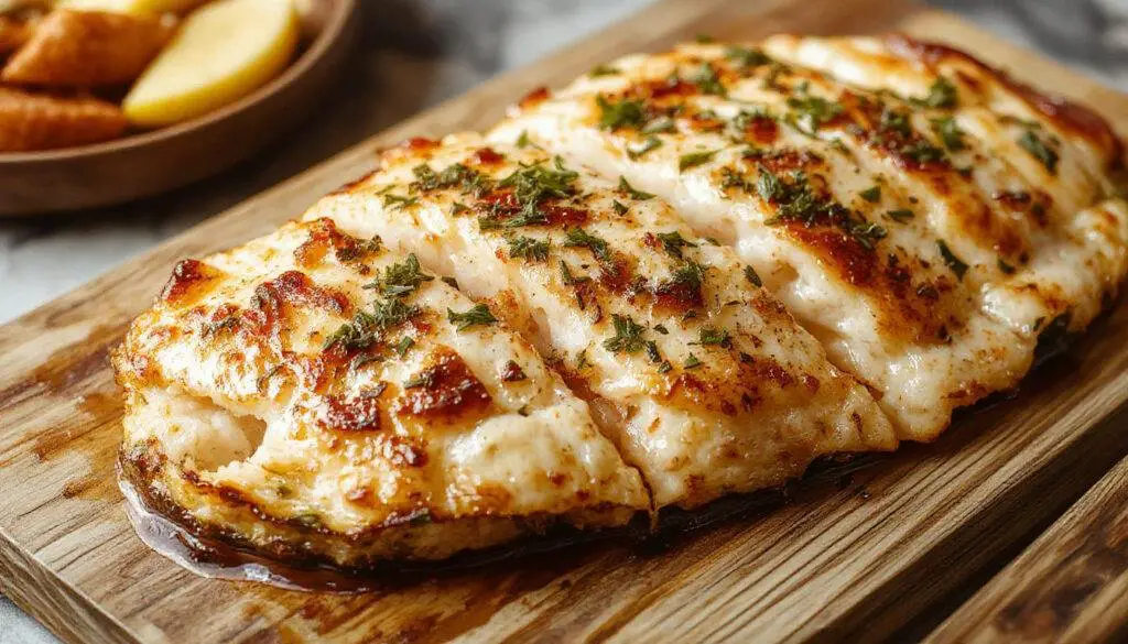 Prato de bacalhoada no forno apresentado em uma travessa rústica, com camadas de bacalhau, batatas fatiadas, pimentões coloridos e cebolas, tudo assado até dourar levemente, com fios de azeite visíveis e um toque de tempero artesanal.