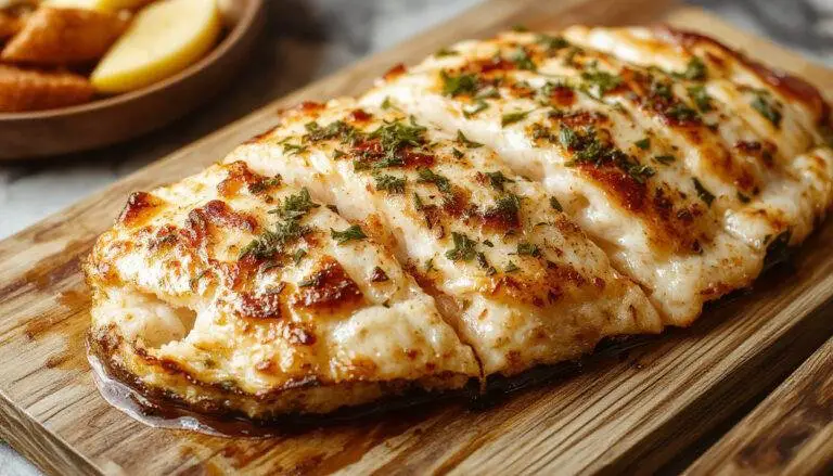 Prato de bacalhoada no forno apresentado em uma travessa rústica, com camadas de bacalhau, batatas fatiadas, pimentões coloridos e cebolas, tudo assado até dourar levemente, com fios de azeite visíveis e um toque de tempero artesanal.