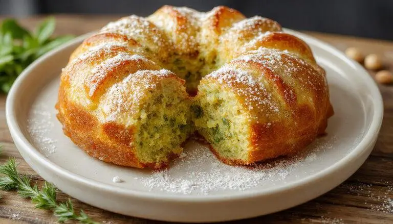 Imagem de um prato de bolinhos de milho verde dourados e crocantes, empilhados elegantemente em um prato de cerâmica branco, com um fundo desfocado de uma cozinha rústica, destacando a textura crocante por fora e a crocância irresistível.