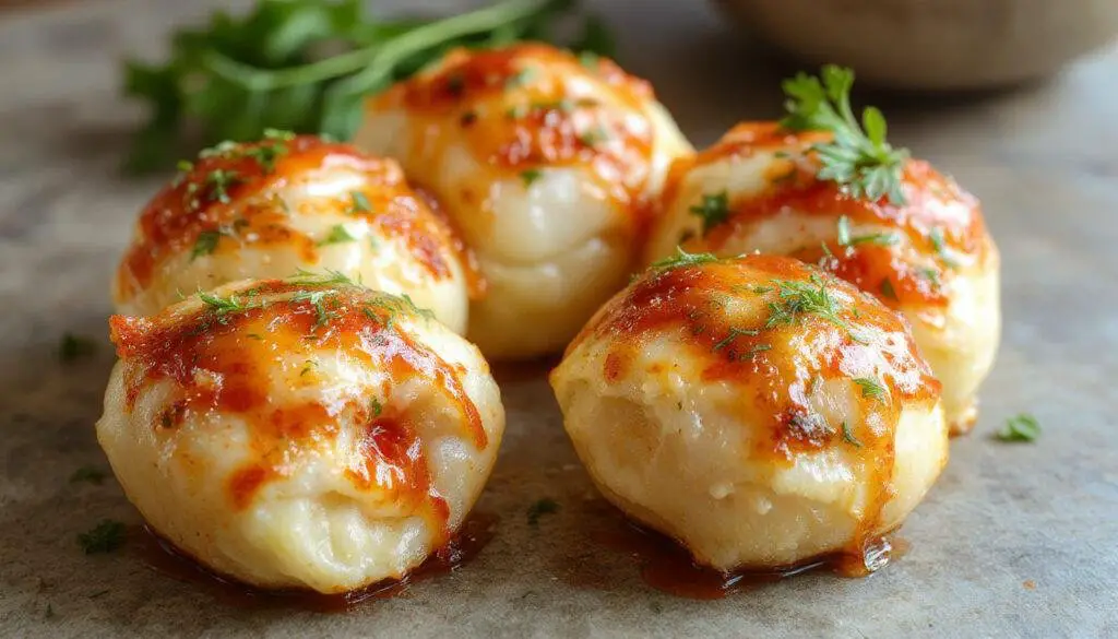 Cogumelos fatiados cobertos com um molho cremoso de parmesão, com pedaços de tomate seco visíveis, apresentados em uma tigela branca sobre uma bancada de madeira, iluminação suave realça as texturas cremosas e os detalhes do prato.