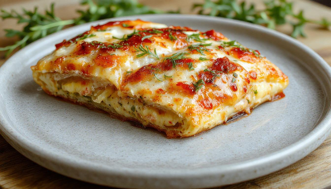 Imagem de um prato de gratinado fit de espinafre com cenoura, apresentado em uma travessa rectangular branca, com uma crosta dourada por cima, visível o interior cremoso com pedaços de espinafre e cenoura. Ao fundo, há alguns ramos de espinafre fresco e cenouras, destacando-se as cores vibrantes do prato, que parece quente e apetitoso, com uma textura cremosa e uma crosta levemente dourada.