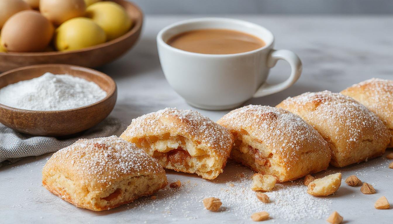 Pão de aveia sem glúten, dourado e macio, colocado sobre uma tábua de madeira com fatias exibidas ao lado, decorado com sementes de chia e linhaça por cima. Fundo claro com um pote de mel e uma xícara de café ao lado, estilo rústico e acolhedor.