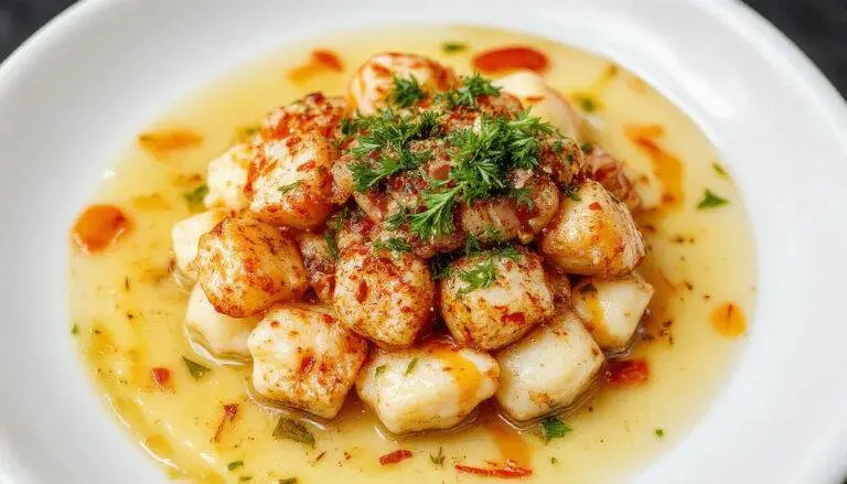 Prato de pataniscas de bacalhau douradas e crocantes, dispostas artisticamente em um prato branco, com detalhes de salsa fresca por cima, apresentando uma textura crocante e úmida por dentro, acompanhadas de fatias de limão ao lado, tudo em um estilo apetitosa e convidativa.