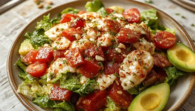 Uma salada colorida e vibrante apresentada em um prato branco, com folhas verdes, tomates cereja vermelhos, fatias de pepino, cenoura ralada e milho, decorada com ervas frescas, com uma textura fresca e crocante visível, apresentada em um ambiente bem iluminado.