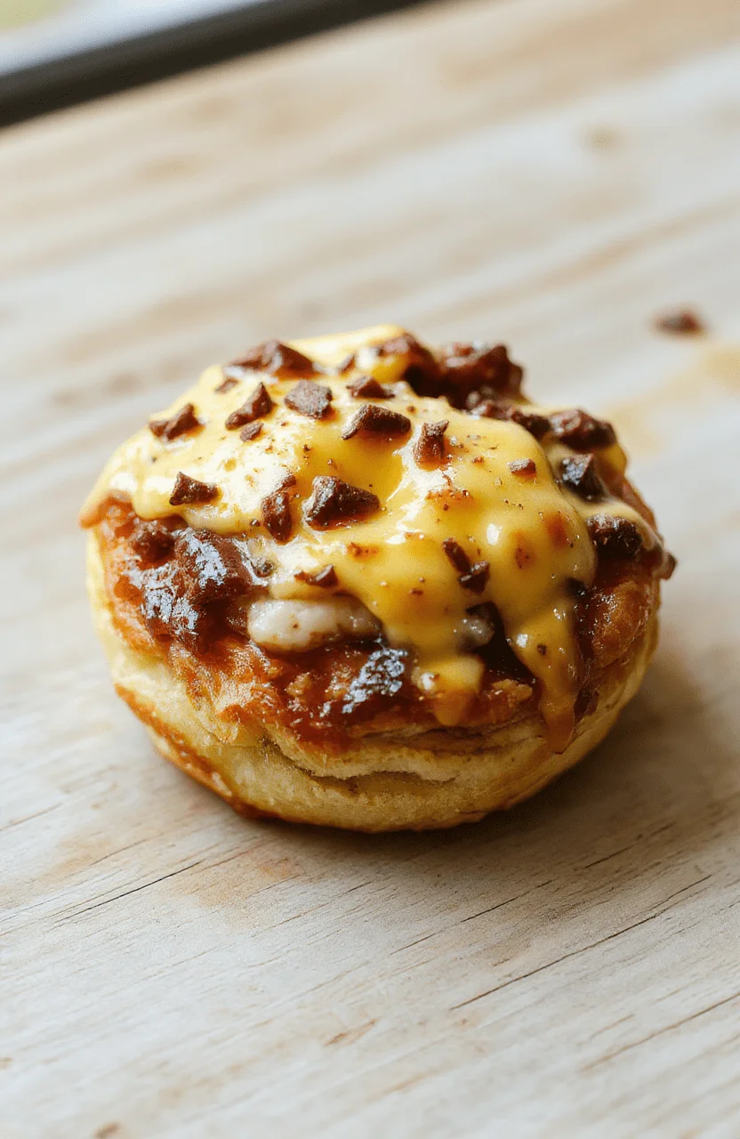 Golden puff pastry topped with melted cheese, a perfectly fried sunny side up egg, and slices of ham arranged artfully on a white plate, with a crispy flaky texture and vibrant colors of cheese, egg yolk, and ham, styled simply with a fresh green garnish for a sophisticated brunch presentation.