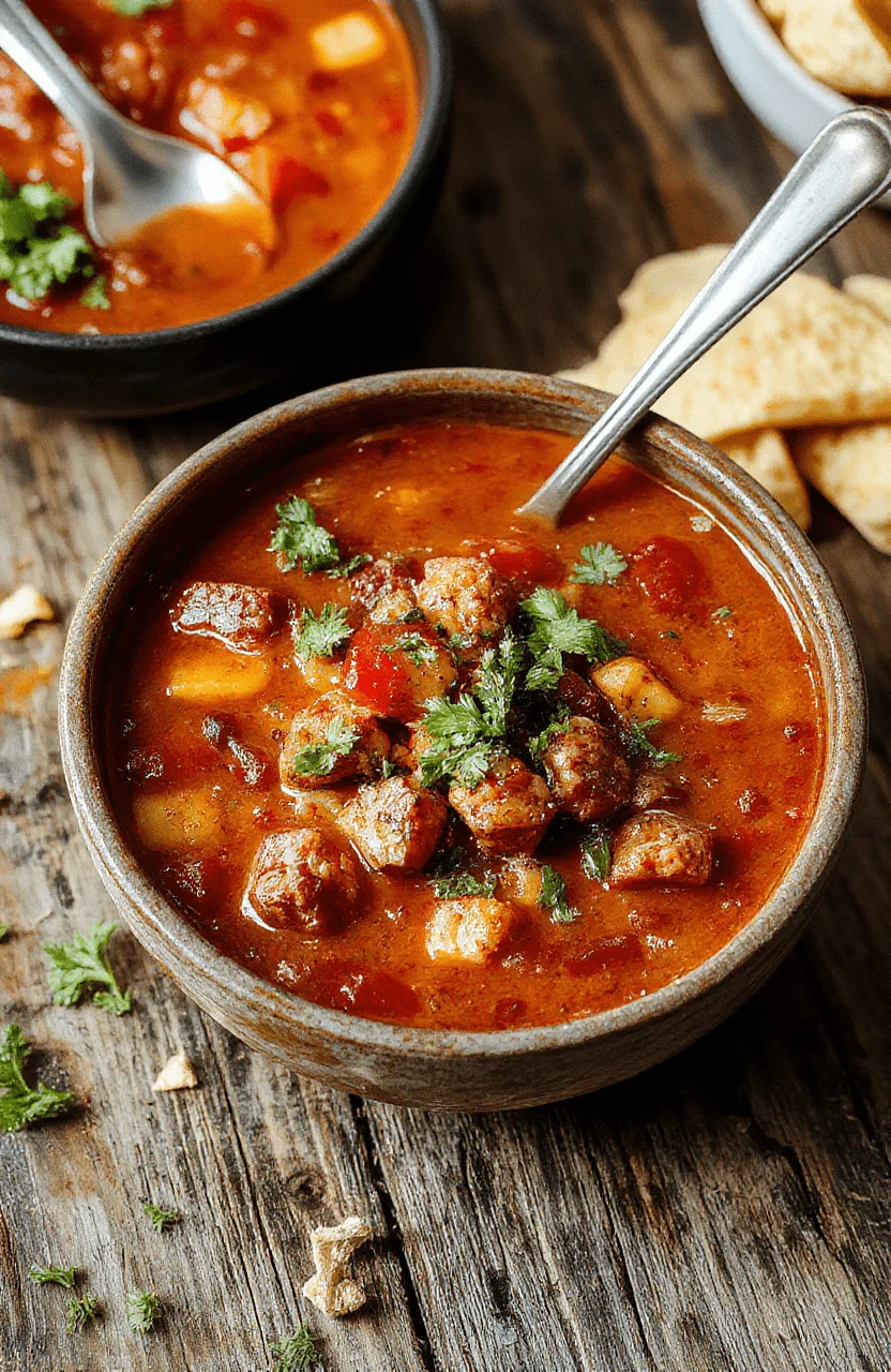A vibrant bowl of taco soup with ground beef, kidney beans, corn, diced tomatoes, and shredded cheese, garnished with fresh cilantro and served in a rustic bowl on a wooden surface.