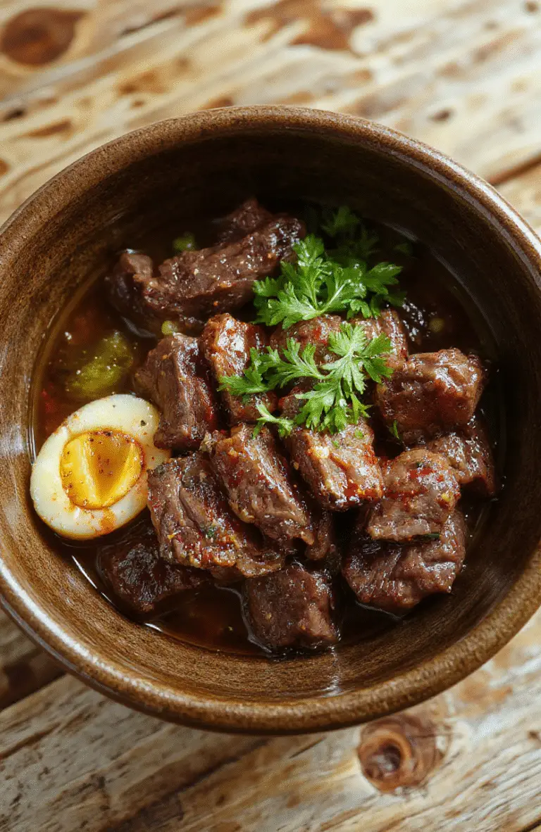 A vibrant bowl featuring seasoned ground beef topped with chopped scallions and sesame seeds, served over steamed rice with a side of colorful vegetables, styled with a modern minimalist plate. The dish showcases rich browns, fresh greens, and white rice with a textured, appetizing appearance.