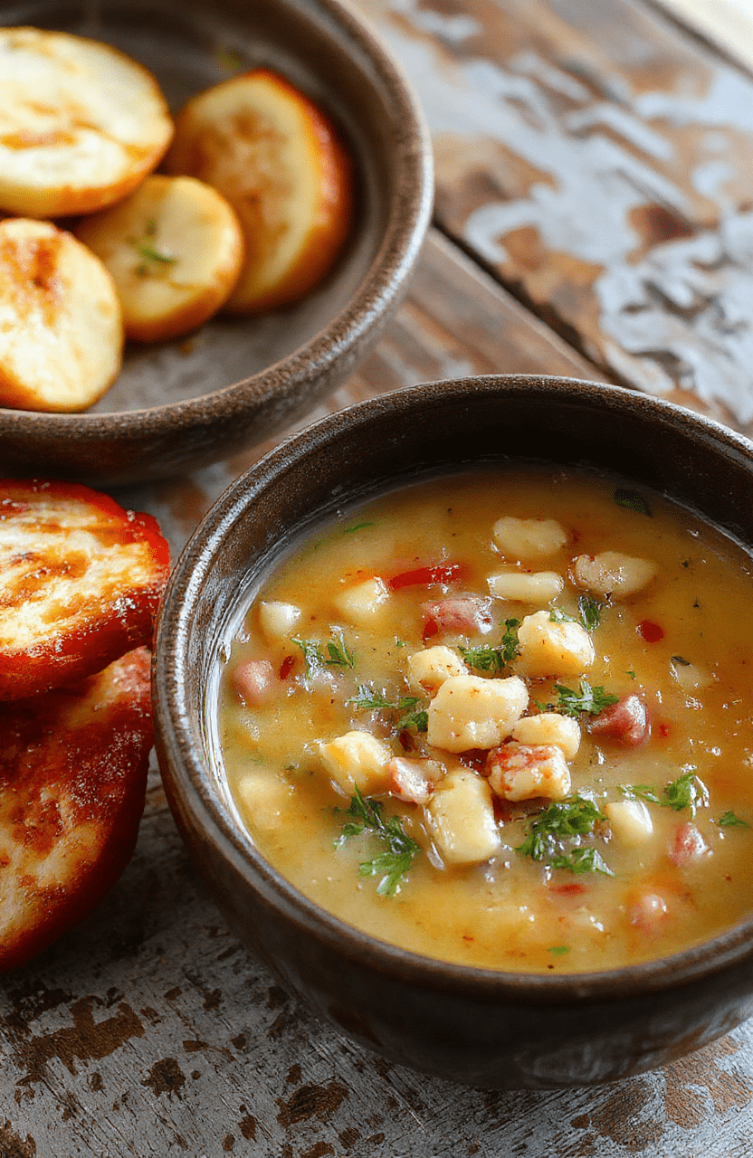 A vibrant bowl of Tuscan white bean soup featuring creamy white beans, chopped herbs, and a drizzle of olive oil, plated on a rustic wooden table with fresh bread on the side, styled simply and appealingly.