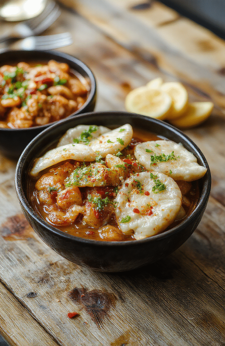 A vibrant bowl featuring crispy potstickers nestled atop a bed of stir-fried noodles, garnished with sliced green onions and sesame seeds, colorful vegetables adding freshness, all presented on a rustic wooden surface with natural light highlighting the textures and colors.