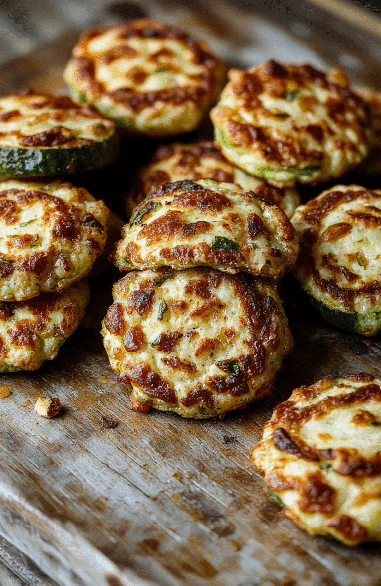 Golden brown crispy zucchini fritters plated neatly on a white dish, garnished with fresh herbs and served with a side of creamy dipping sauce, showcasing a textured, crunchy exterior and tender interior, vibrant green zucchini mixed with light batter, styled simply to highlight the dish's appeal.