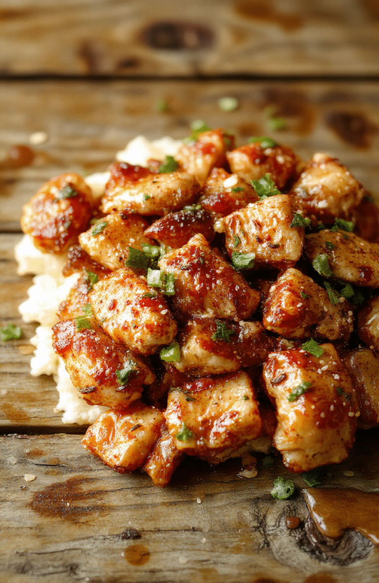Colorful sesame chicken plated beautifully with a glossy glaze, garnished with sesame seeds and chopped green onions on a modern white plate, surrounded by fresh vegetables and rice, styled simply with natural daylight highlighting the textures.